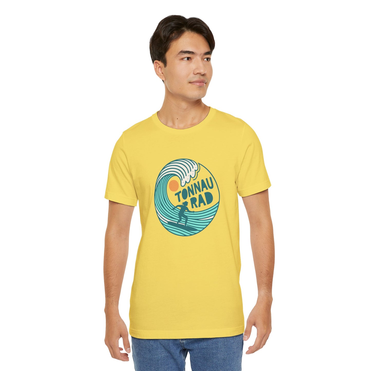 Welsh Surf T-Shirt - 'Tonnau Rad' Retro Wave Surfing Tee (Unisex)