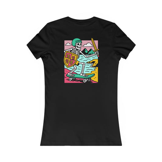 Women’s Skeleton Glyndŵr Tee - Beach Skateboard Graphic (Double Sided)