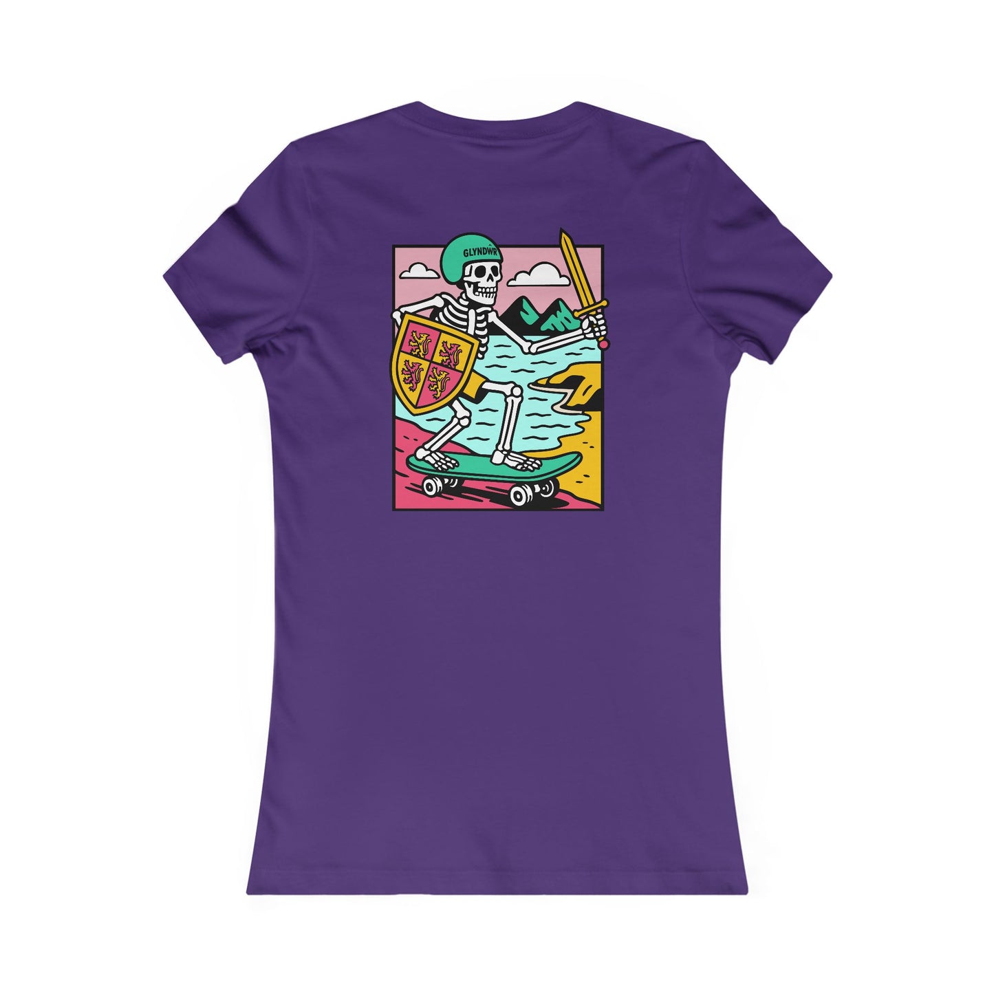 Women’s Skeleton Glyndŵr Tee - Beach Skateboard Graphic (Double Sided)
