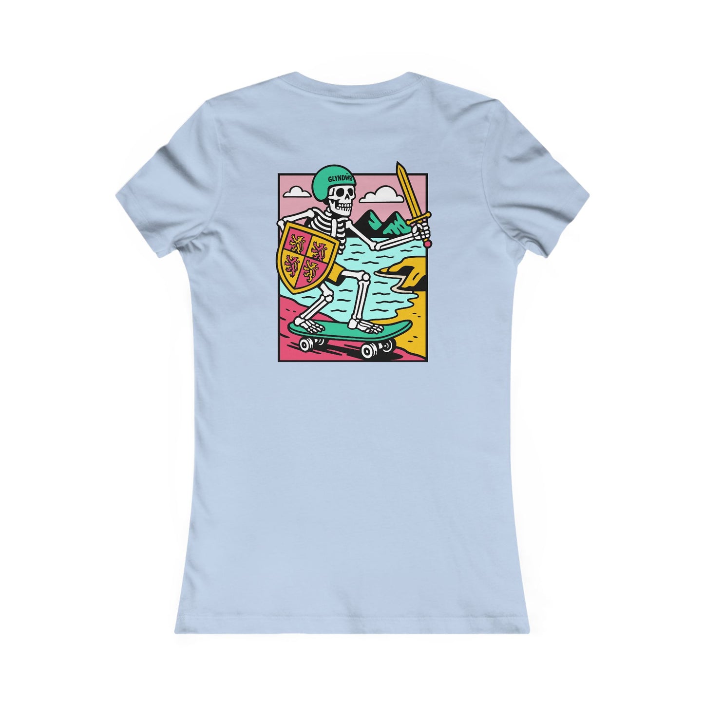 Women’s Skeleton Glyndŵr Tee - Beach Skateboard Graphic (Double Sided)
