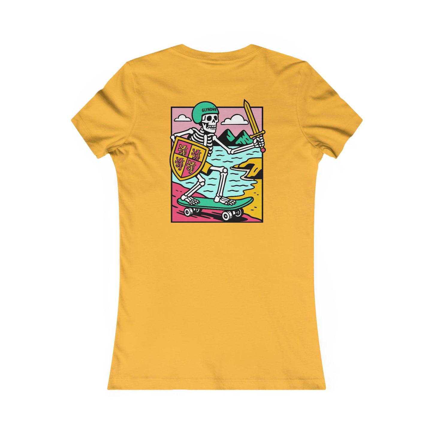 Women’s Skeleton Glyndŵr Tee - Beach Skateboard Graphic (Double Sided)