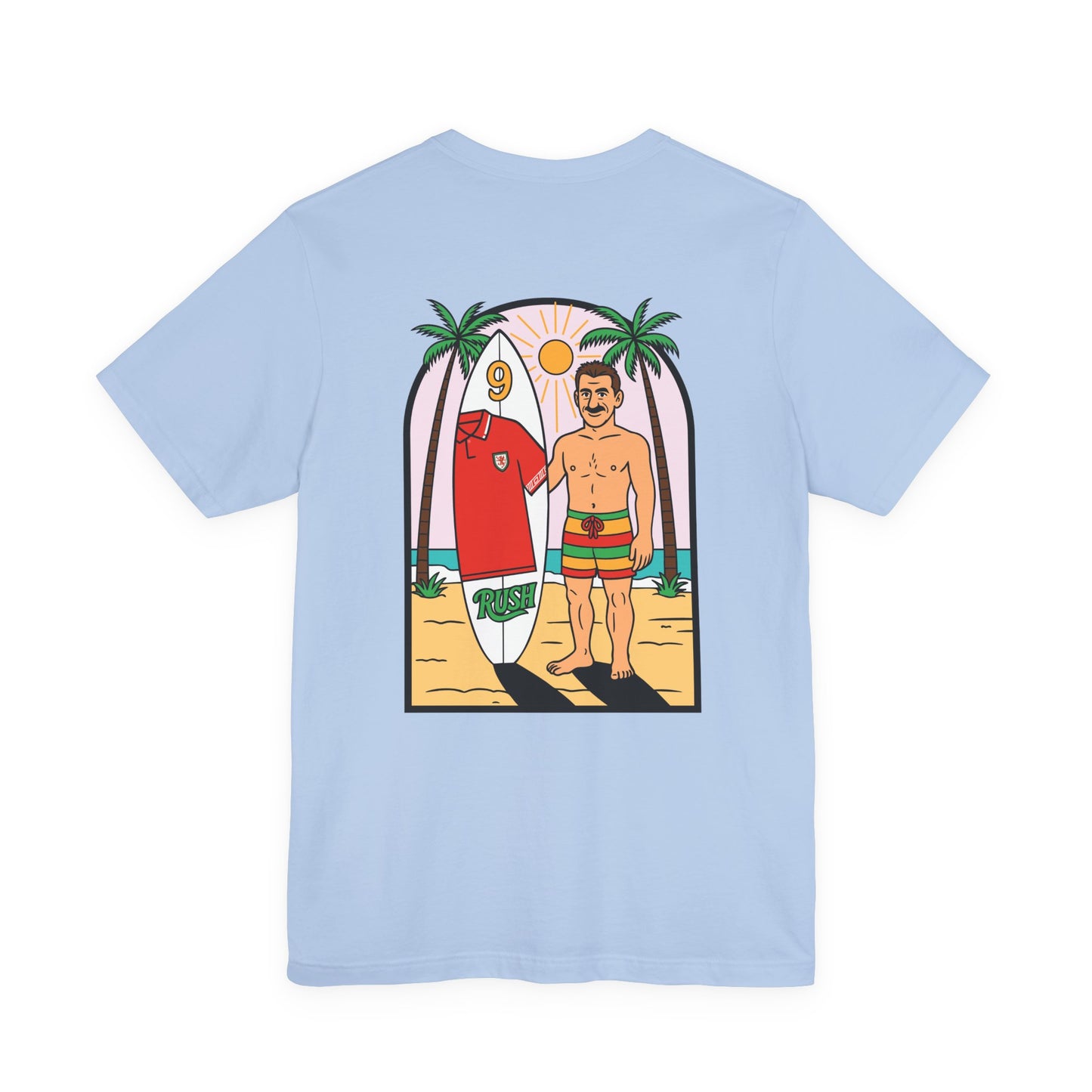 Ian Rush Surf T-Shirt (Unisex) - Wales 90s Kit Football Shirt (Double Sided)
