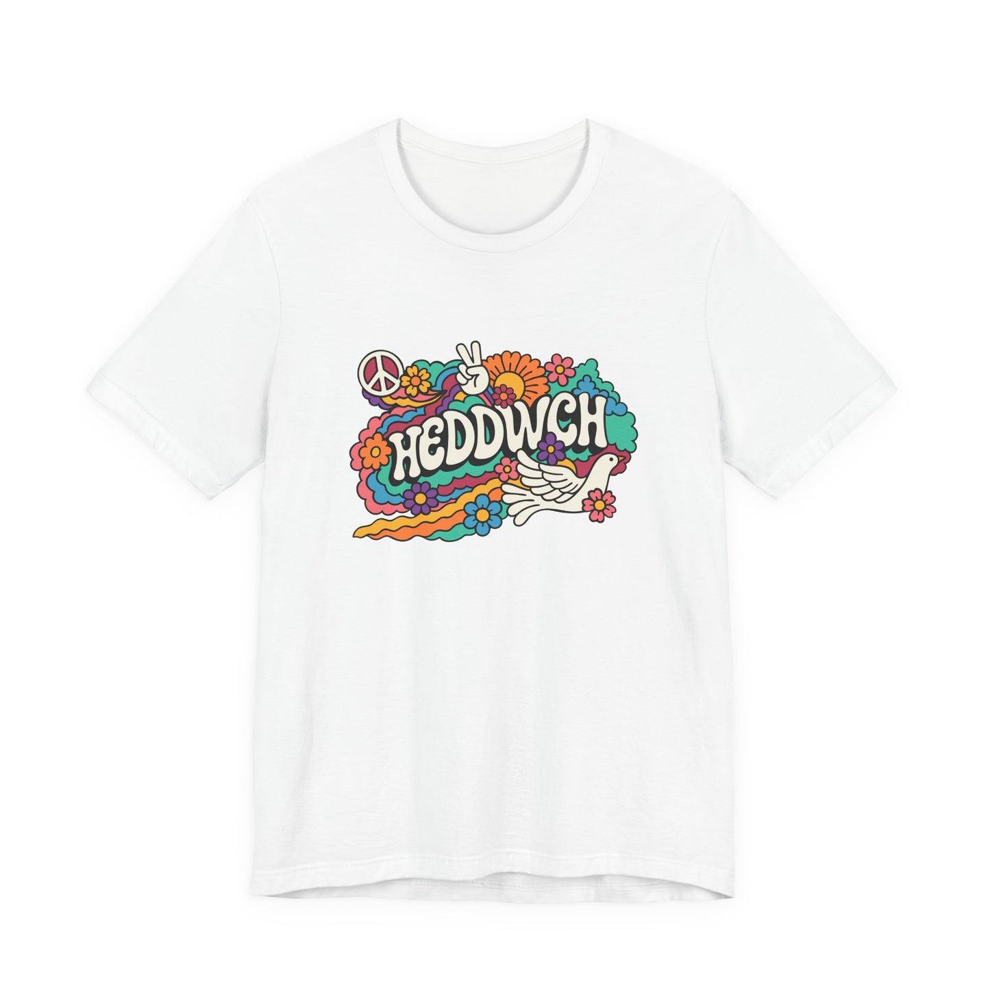 "Heddwch" Peace Sign Retro Floral T-Shirt