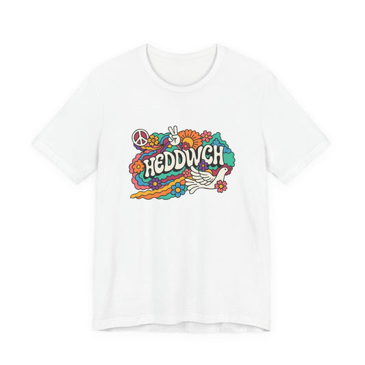 "Heddwch" Peace Sign Retro Floral T-Shirt