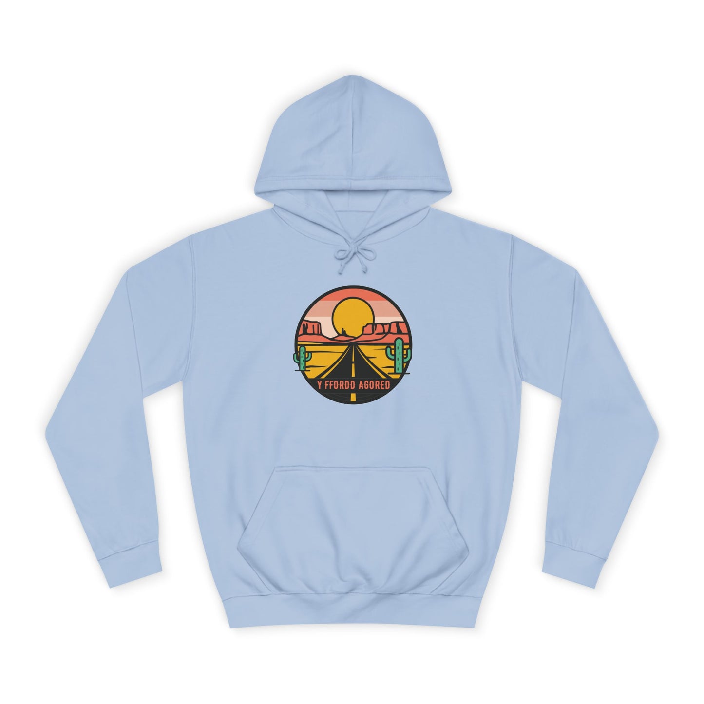 Retro Sunset Road Trip Unisex Hoodie - 'Y Ffordd Agored'
