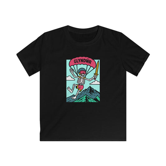 Owain Glyndŵr Parachuting Skeleton T-Shirt (Kids Tee)