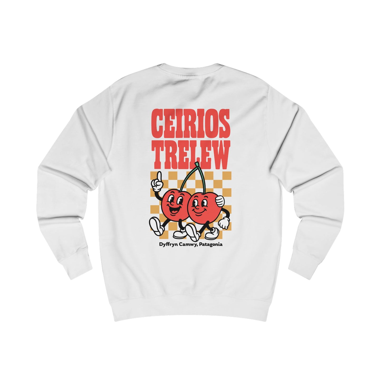 Retro Cherry Unisex Sweatshirt - 'Ceirios Trelew, Patagonia' (Double Sided)
