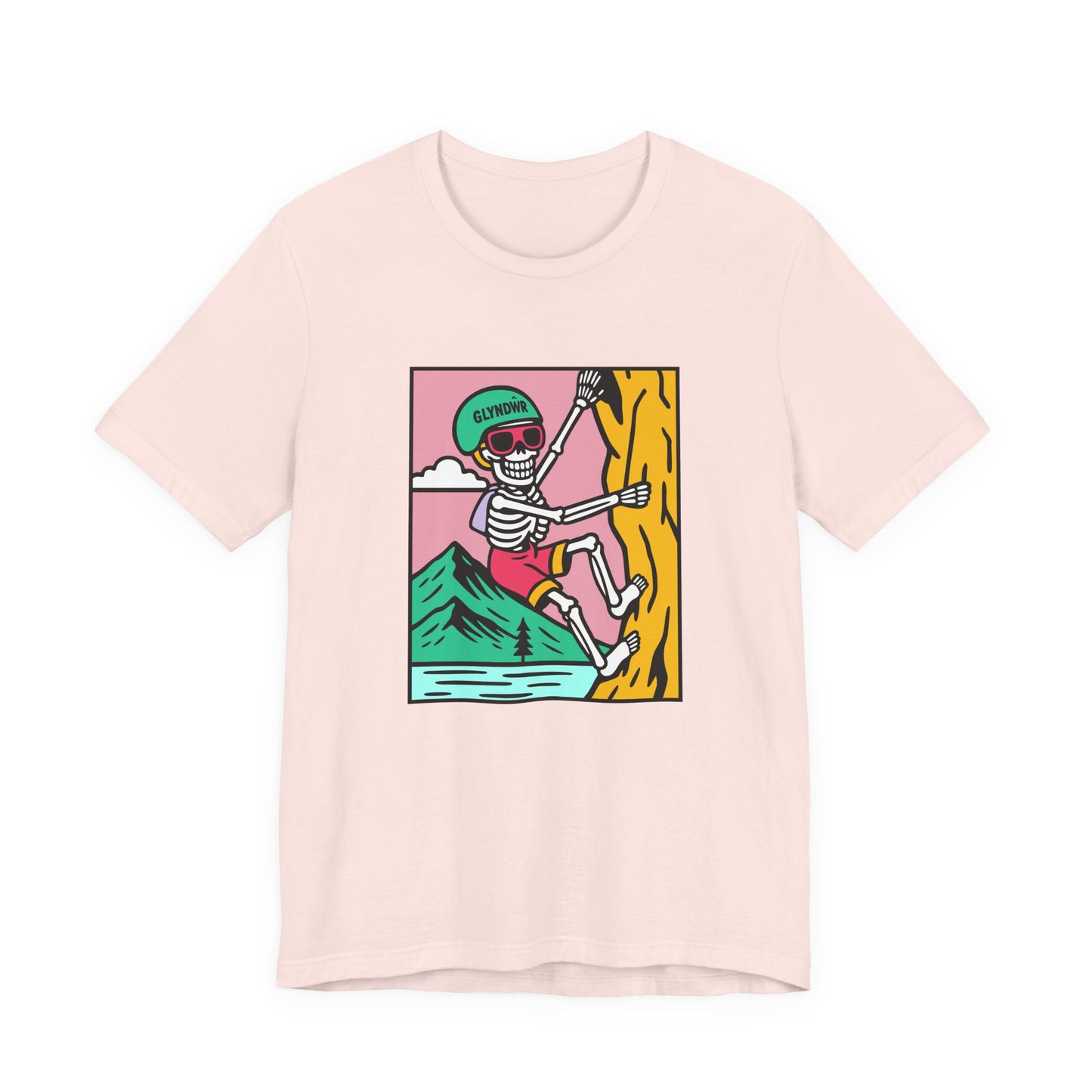 Skeleton Glyndŵr Climber T‑Shirt (Unisex) - Retro Mountain Rock Climbing Tee