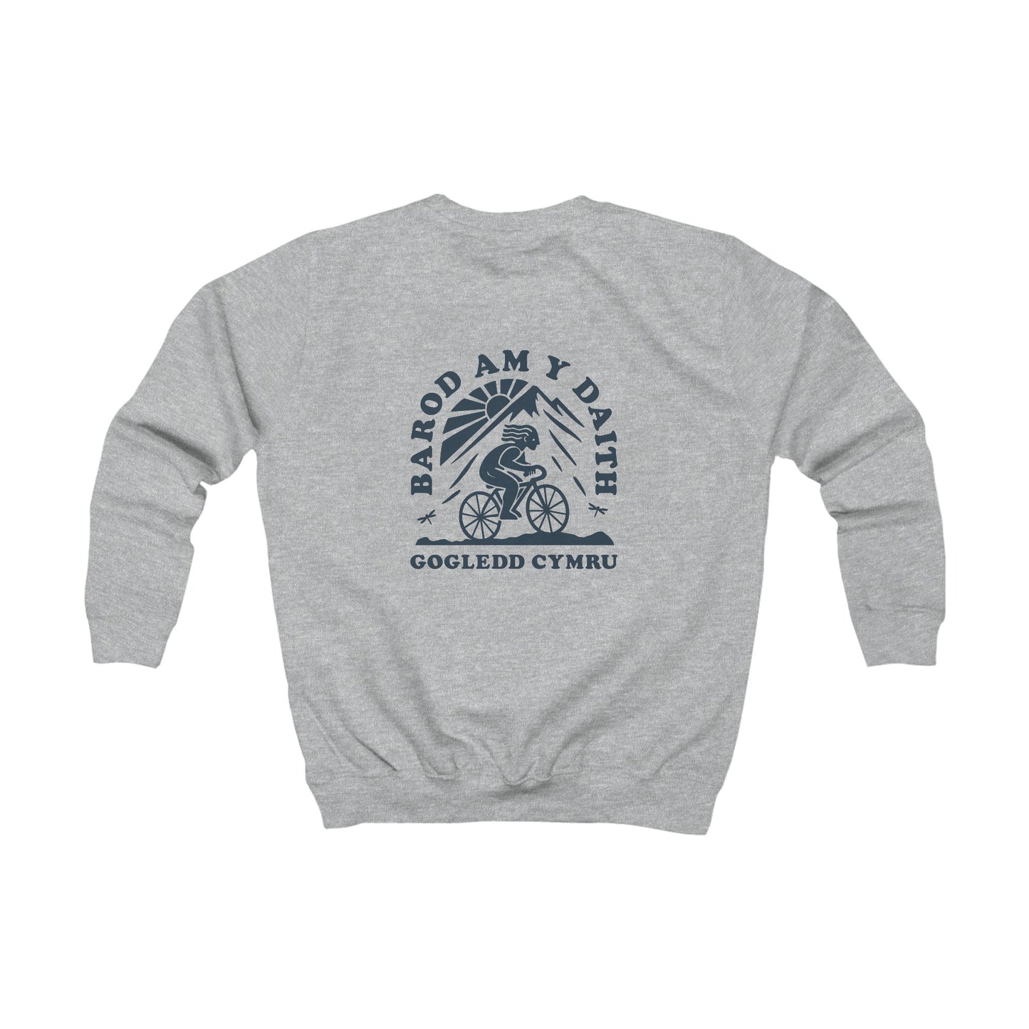 Kids 'Gogledd Cymru' Cycling Sweatshirt - 'Barod Am Y Daith' (Double Sided)