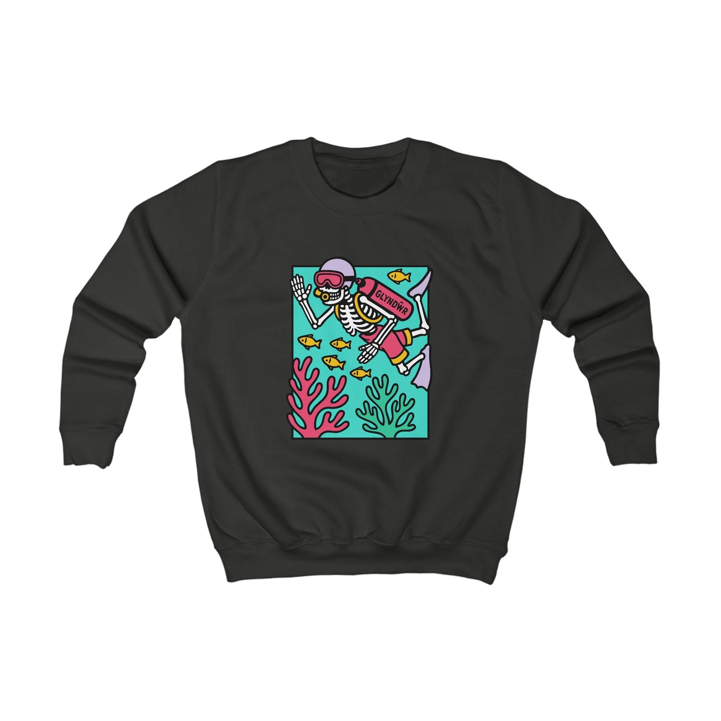 Kids Skeleton Glyndŵr Jumper — Scuba Diver Design