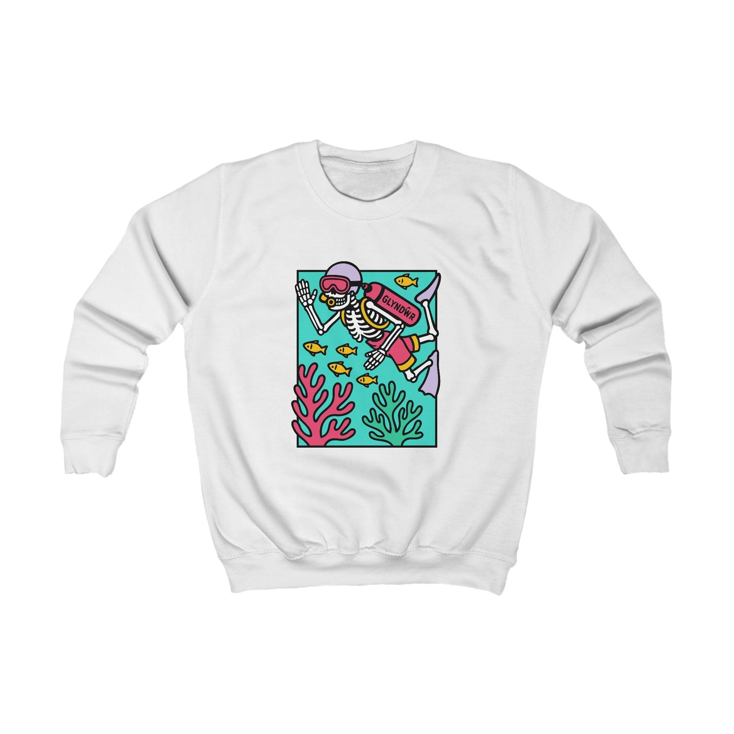 Kids Skeleton Glyndŵr Jumper — Scuba Diver Design