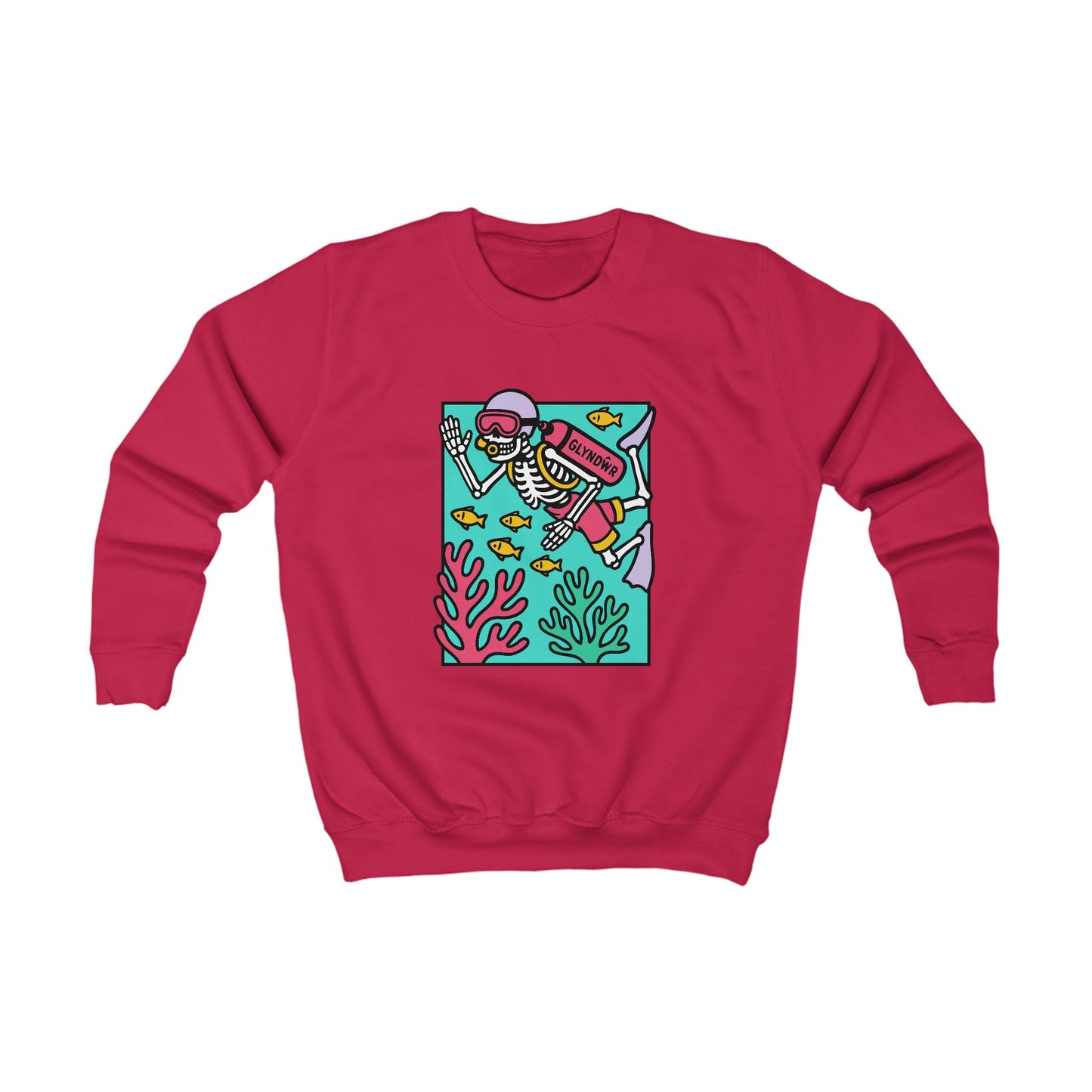 Kids Skeleton Glyndŵr Jumper — Scuba Diver Design