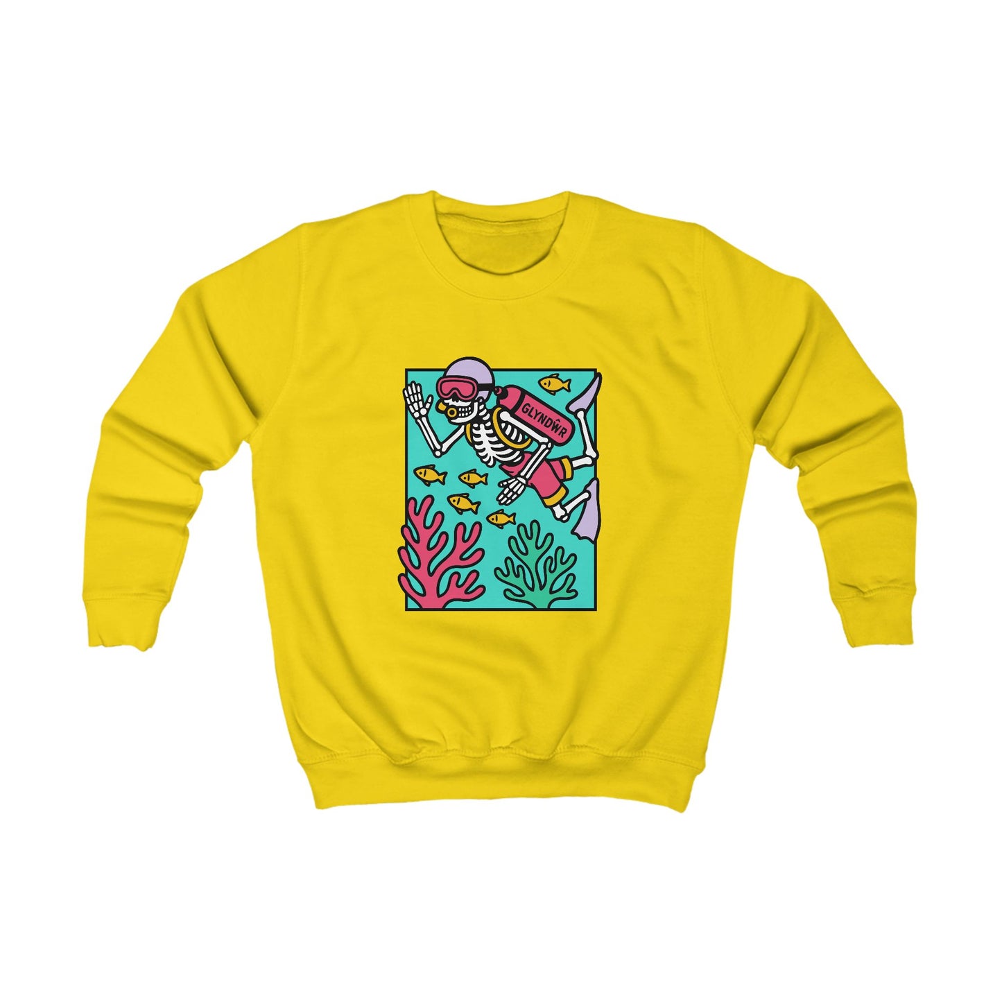 Kids Skeleton Glyndŵr Jumper — Scuba Diver Design
