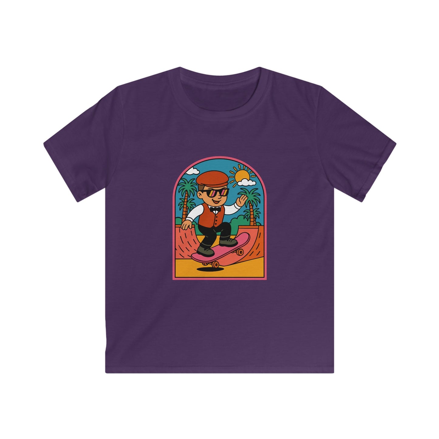 Kids Skateboarder Graphic Tee - Retro Welsh Costume Skate Shirt