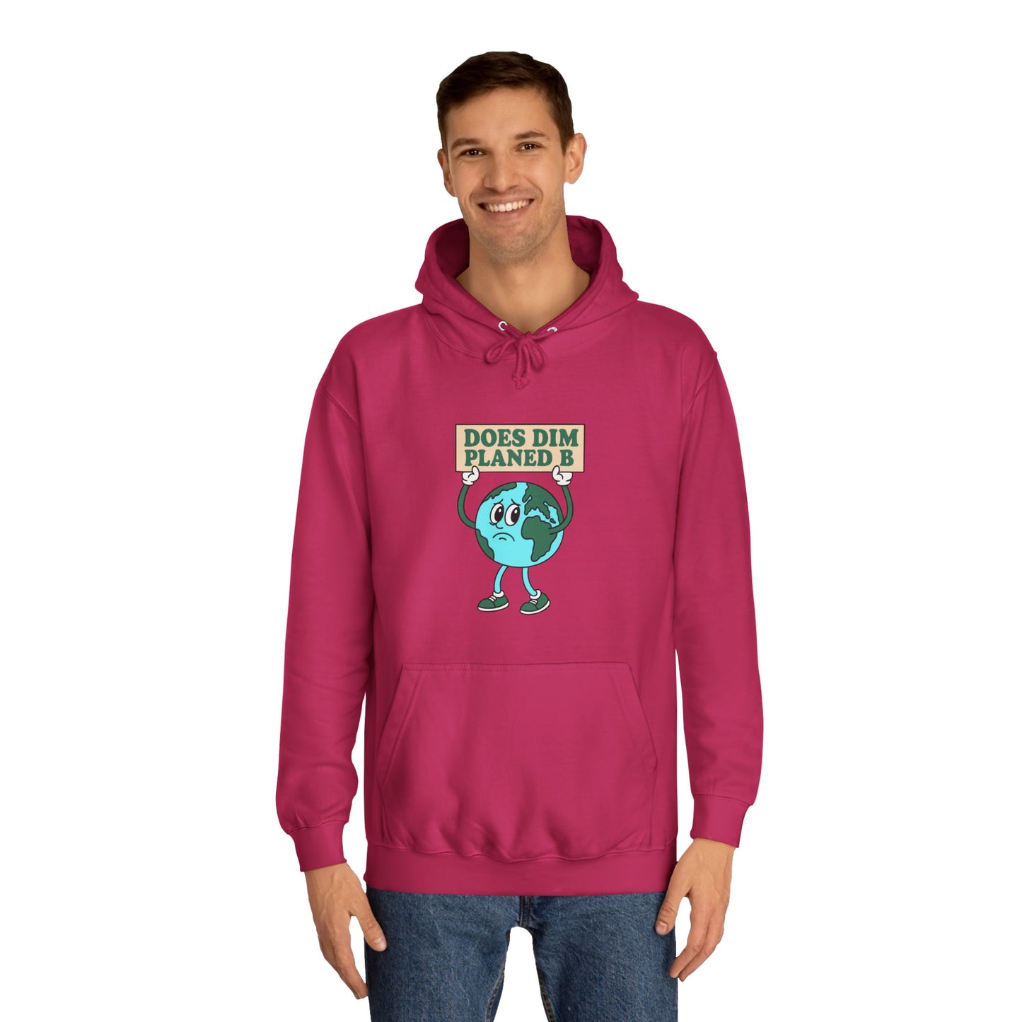 Retro Planet Earth Cartoon Hoodie — "Does Dim Planed B"