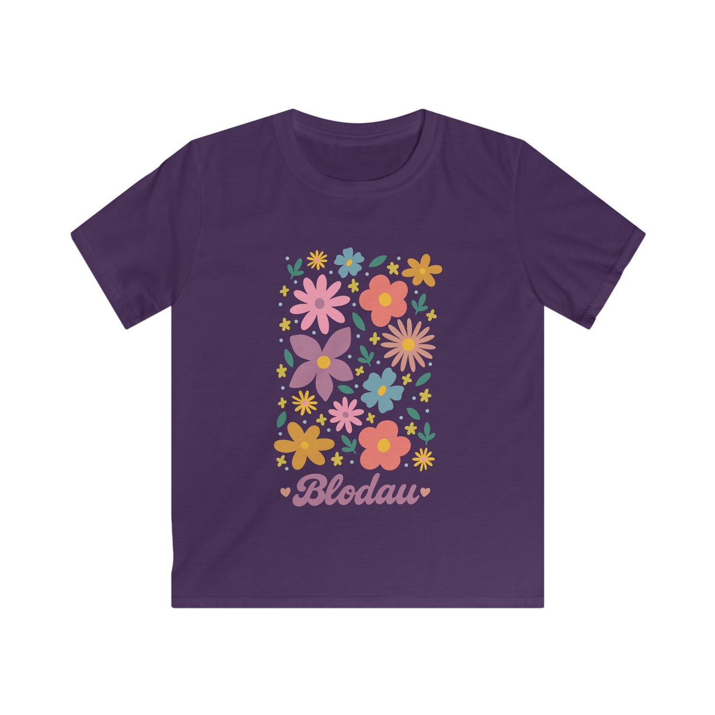 Kids "Blodau" T-Shirt — Colourful Retro Flower Graphic
