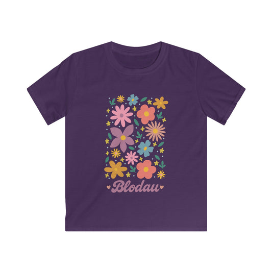 Kids "Blodau" T-Shirt — Colourful Retro Flower Graphic
