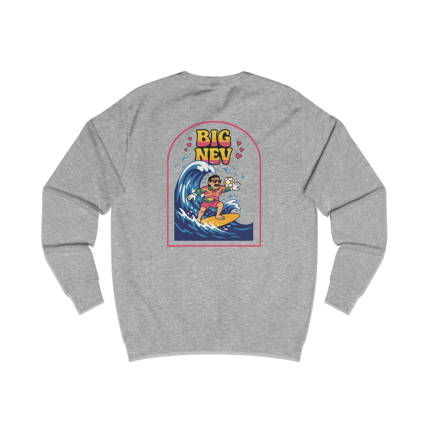 'Big Nev' Surf Sweatshirt - Retro Welsh Football Unisex Jumper (Double Sided)