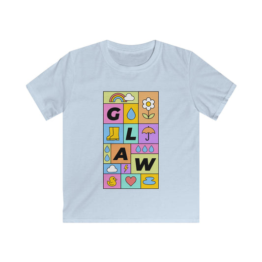 Kids Colourful 'Glaw' Patchwork Graphic T-Shirt - Rain Tee