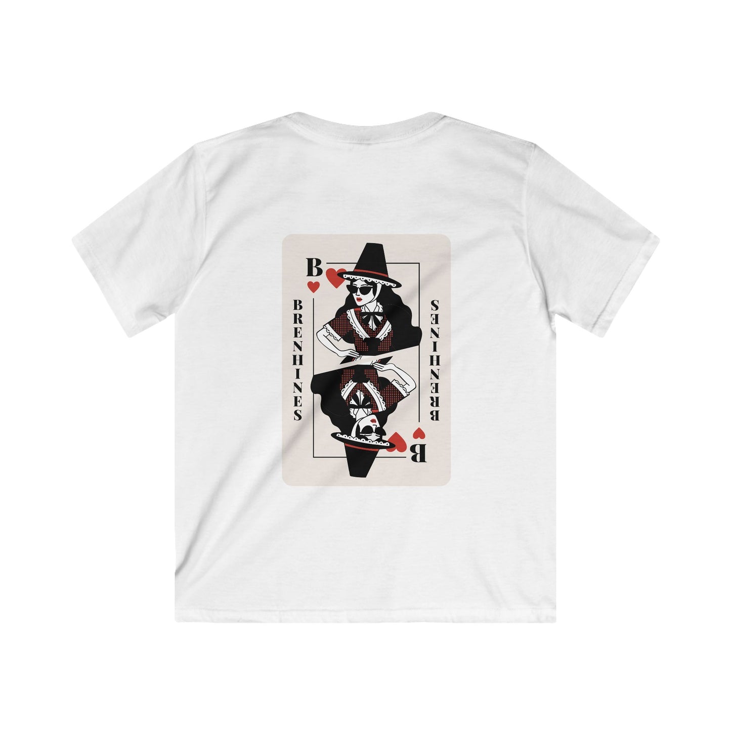 Kids 'Brenhines' T-Shirt - Welsh Queen of Hearts Playing Card Graphic Tee (Double Sided)