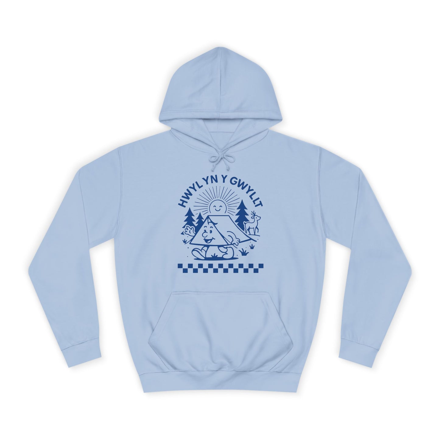 Retro Camping Unisex Hoodie - 'Hwyl Yn Y Gwyllt' Welsh Text
