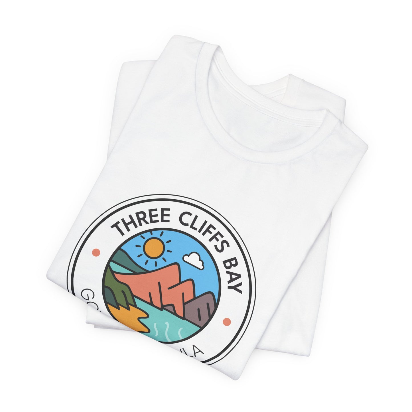 Three Cliffs Bay Graphic Tee (Unisex) — Gower Peninsula Coastal T-Shirt