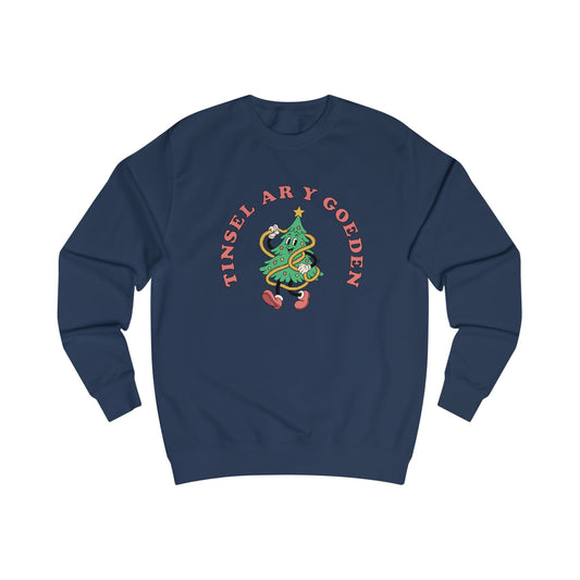 Tinsel Ar Y Goeden Christmas Jumper (Unisex) - Vintage Cartoon Design