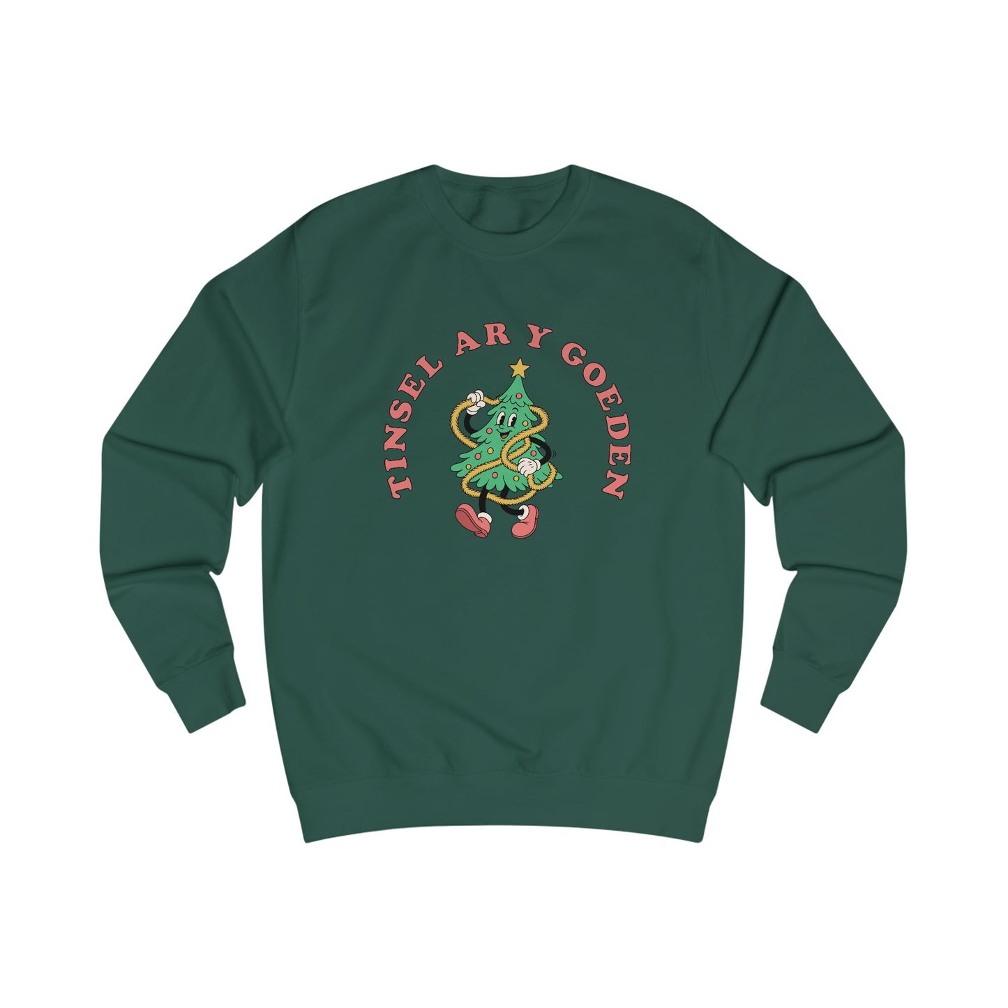 Tinsel Ar Y Goeden Christmas Jumper (Unisex) - Vintage Cartoon Design