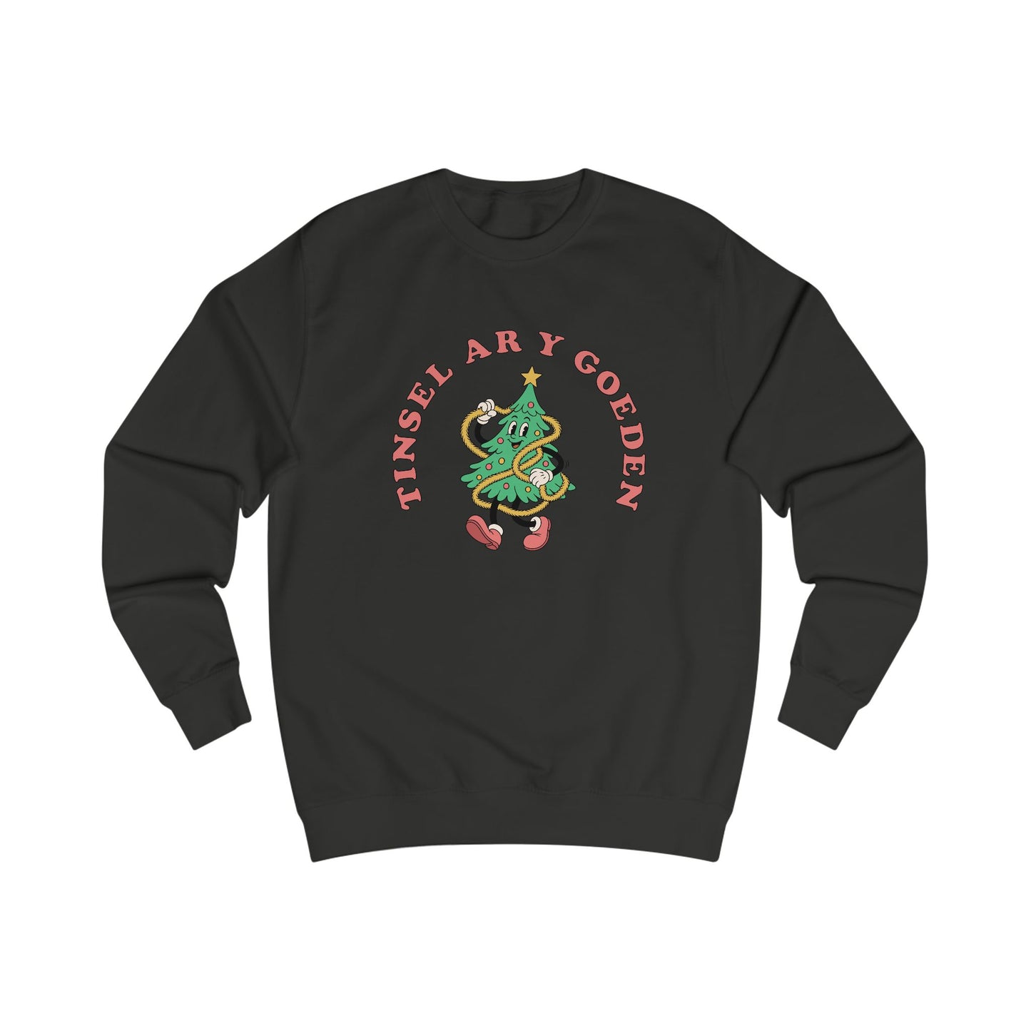 Tinsel Ar Y Goeden Christmas Jumper (Unisex) - Vintage Cartoon Design