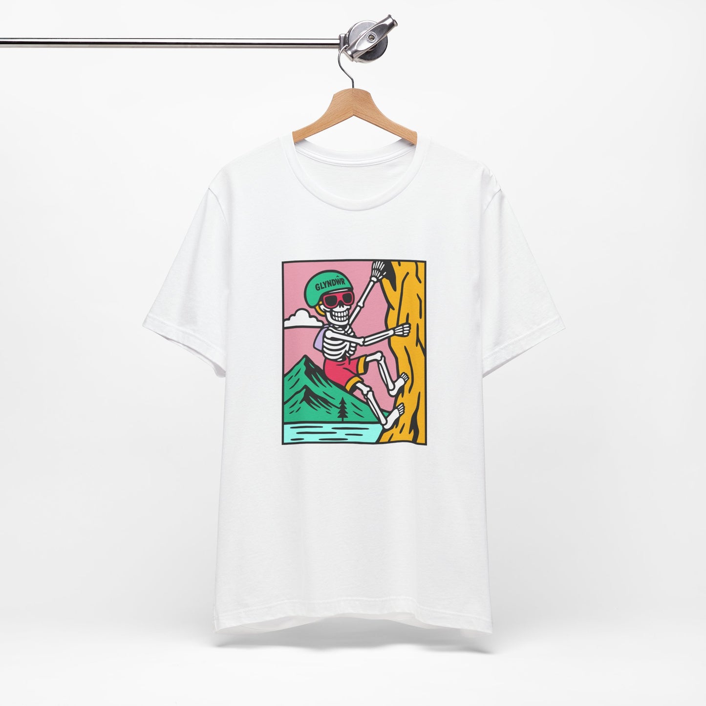 Skeleton Glyndŵr Climber T‑Shirt (Unisex) - Retro Mountain Rock Climbing Tee