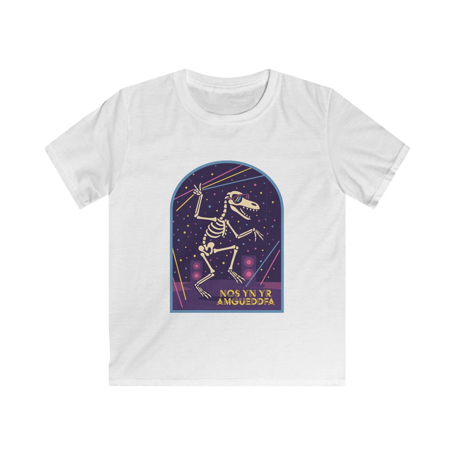 Night in the Museum Dancing Dinosaur Welsh Kids T-Shirt - Nos yn yr Amgueddfa