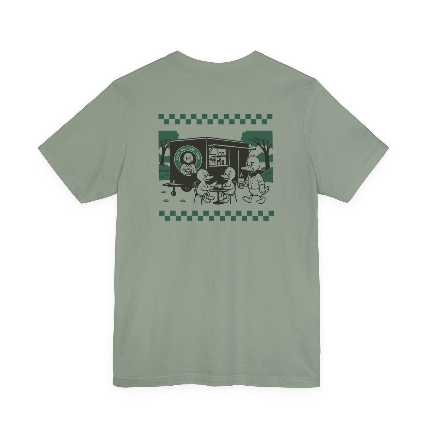 Wil Cwac Cwac Coffee Unisex T-shirt - Retro Cafe T-Shirt (Double Sided)