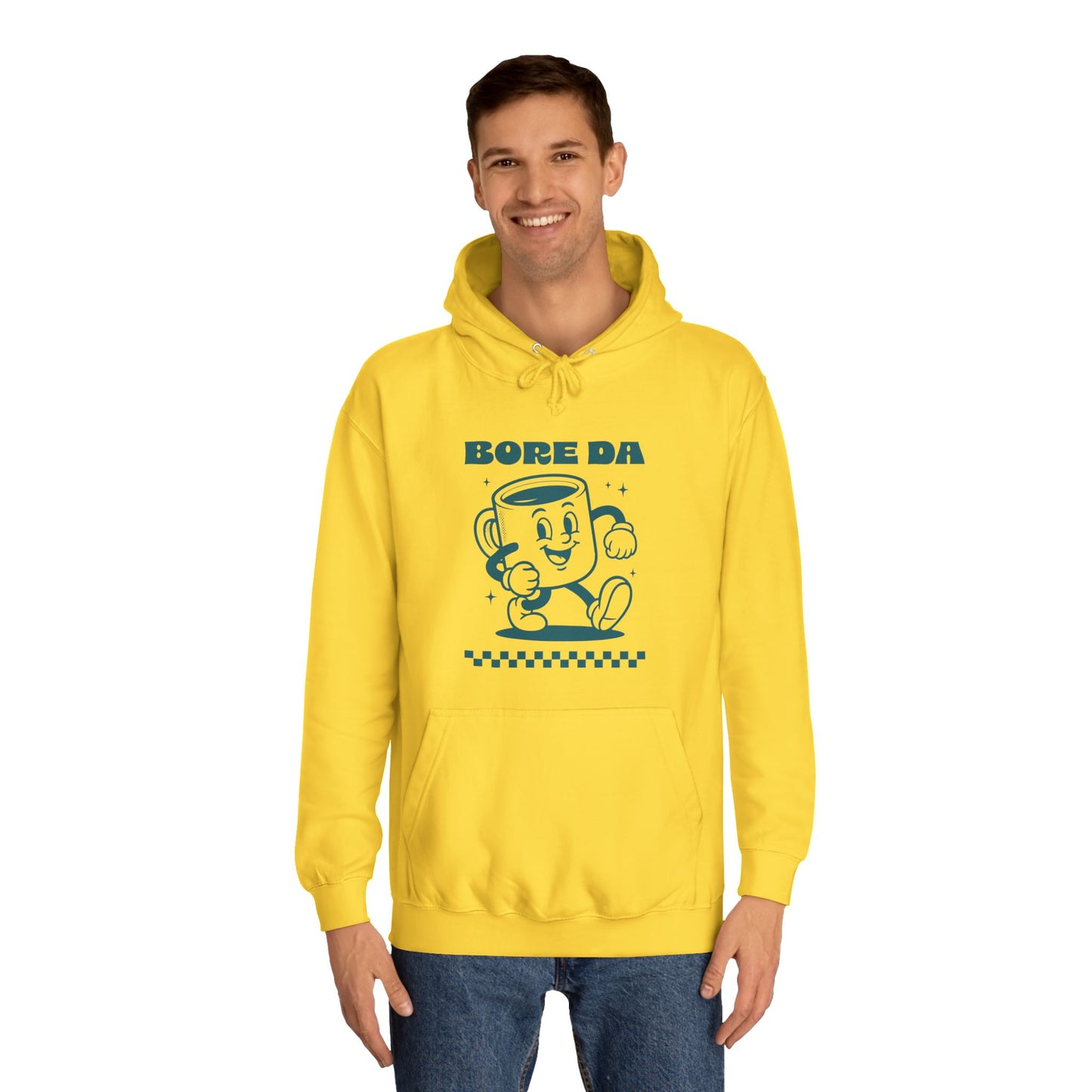 Vintage Coffee Mug Unisex Hoodie - 'Bore Da' Welsh Text