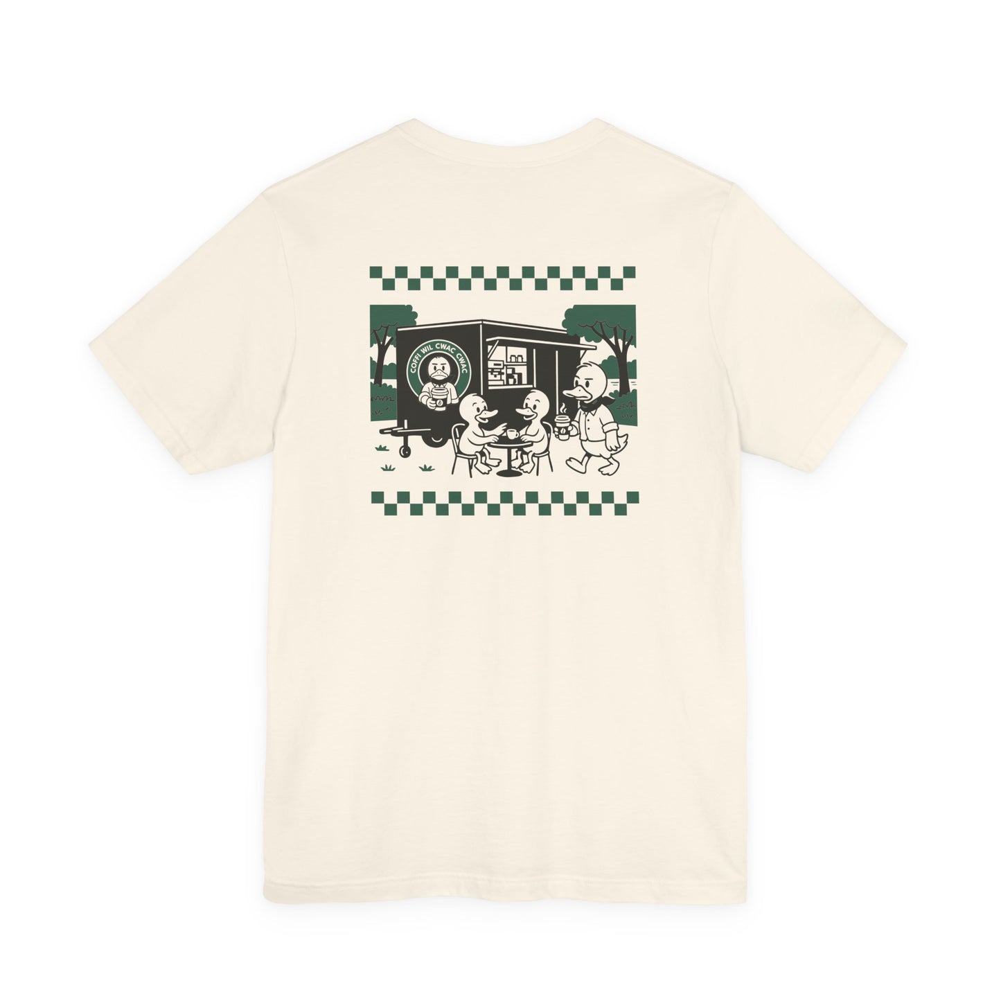 Wil Cwac Cwac Coffee Unisex T-shirt - Retro Cafe T-Shirt (Double Sided)