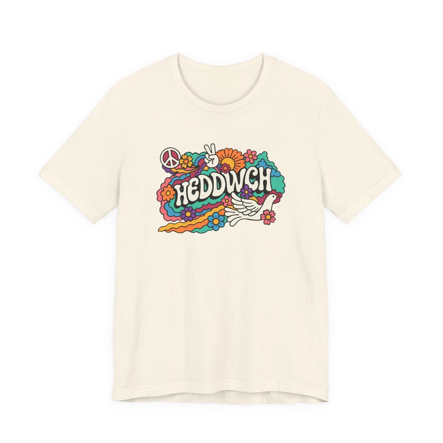 "Heddwch" Peace Sign Retro Floral T-Shirt