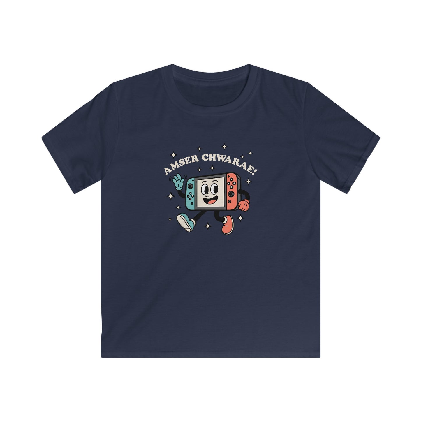 Kids Gaming Tee — 'Amser Chwarae' Welsh Retro Game Console Graphic