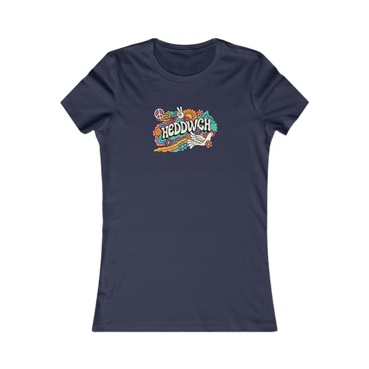 Women's Heddwch Floral Retro Tee - Colourful Vintage Graphic T-Shirt
