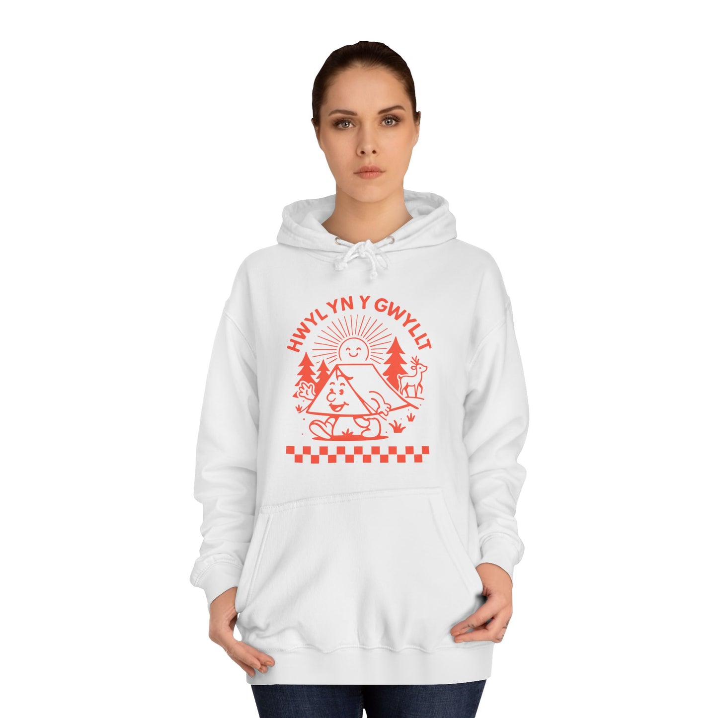 Retro Camping Unisex Hoodie - 'Hwyl Yn Y Gwyllt' Welsh Text