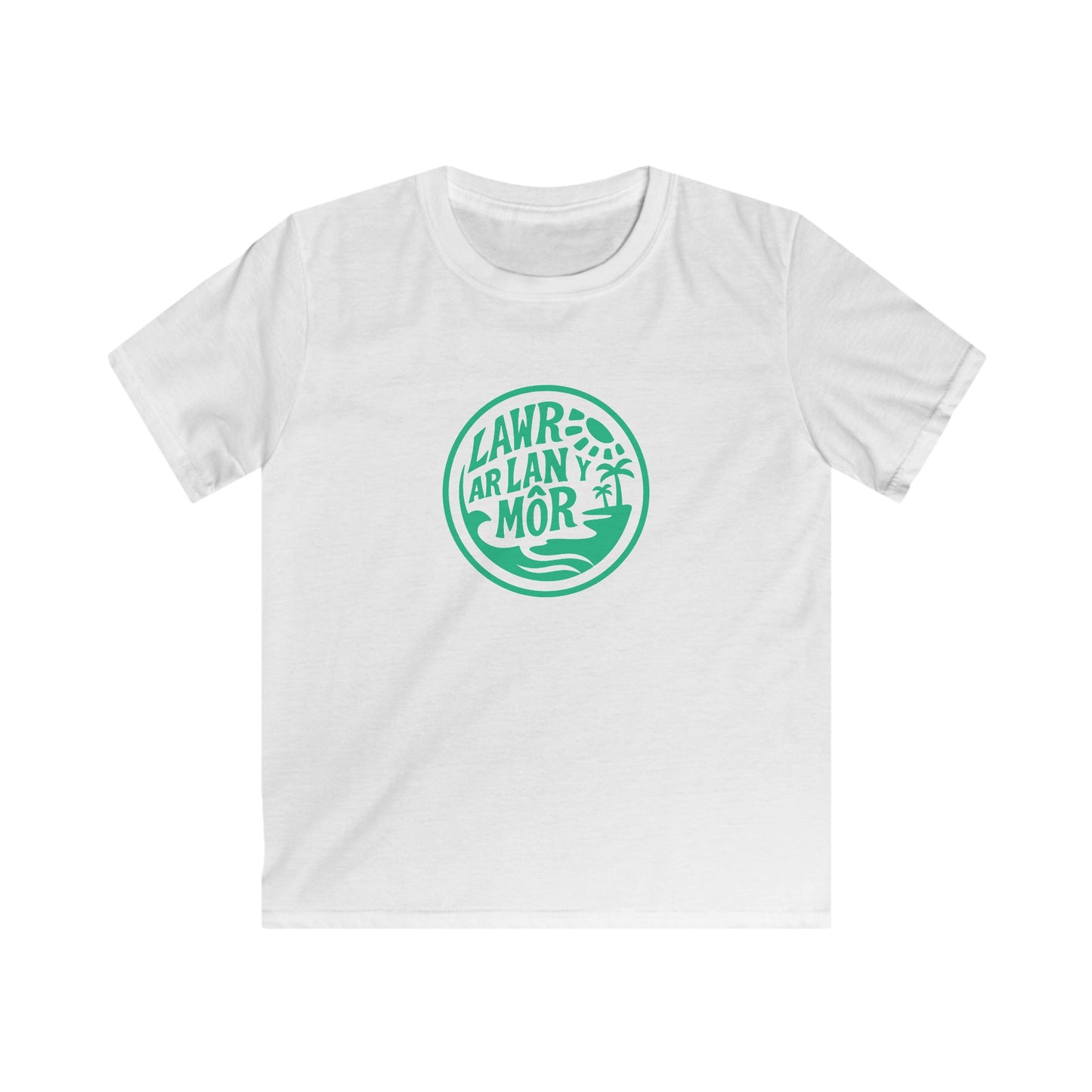 'Lawr Ar Lan y Môr' Kids T-Shirt - Coastal Palm Graphic Tee
