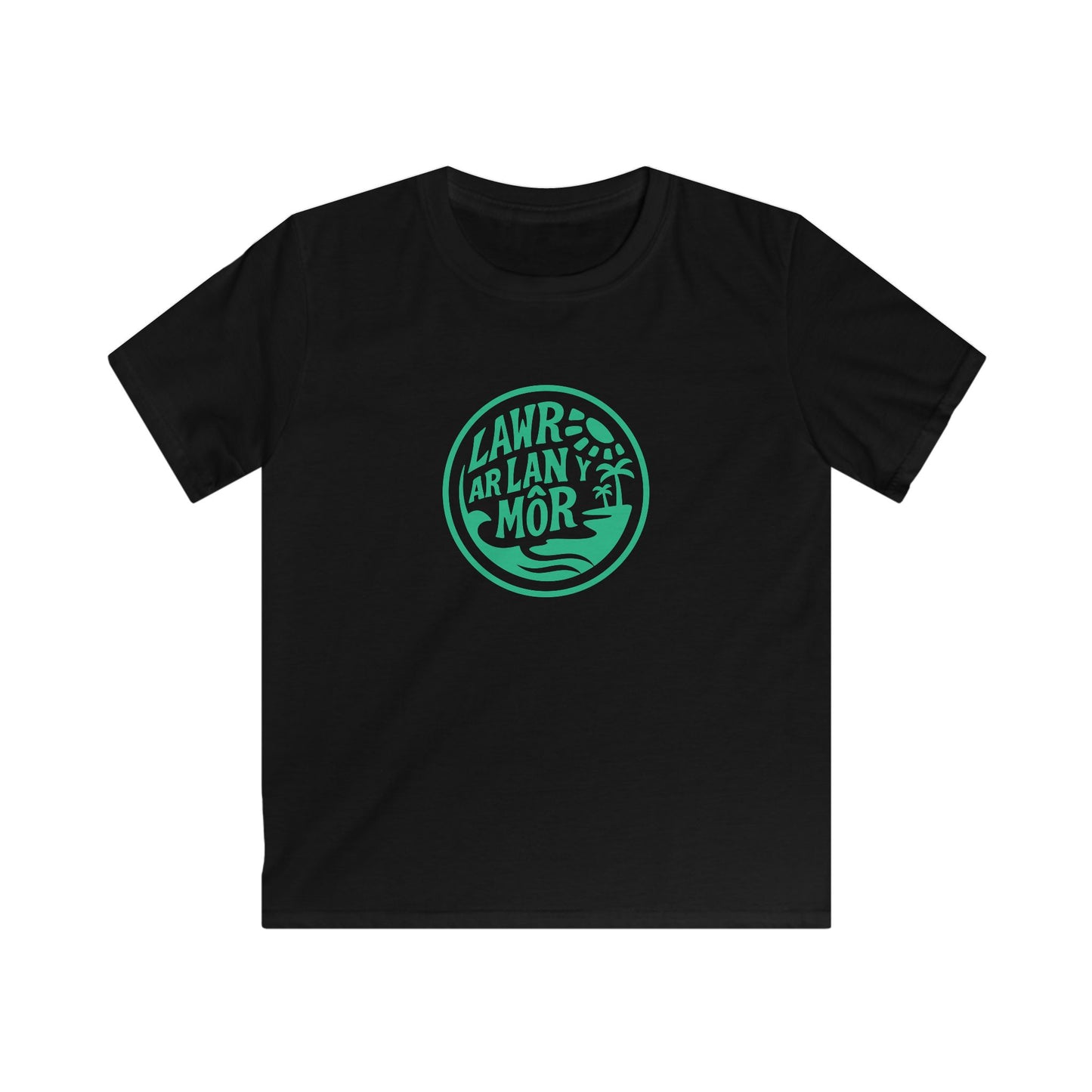 'Lawr Ar Lan y Môr' Kids T-Shirt - Coastal Palm Graphic Tee