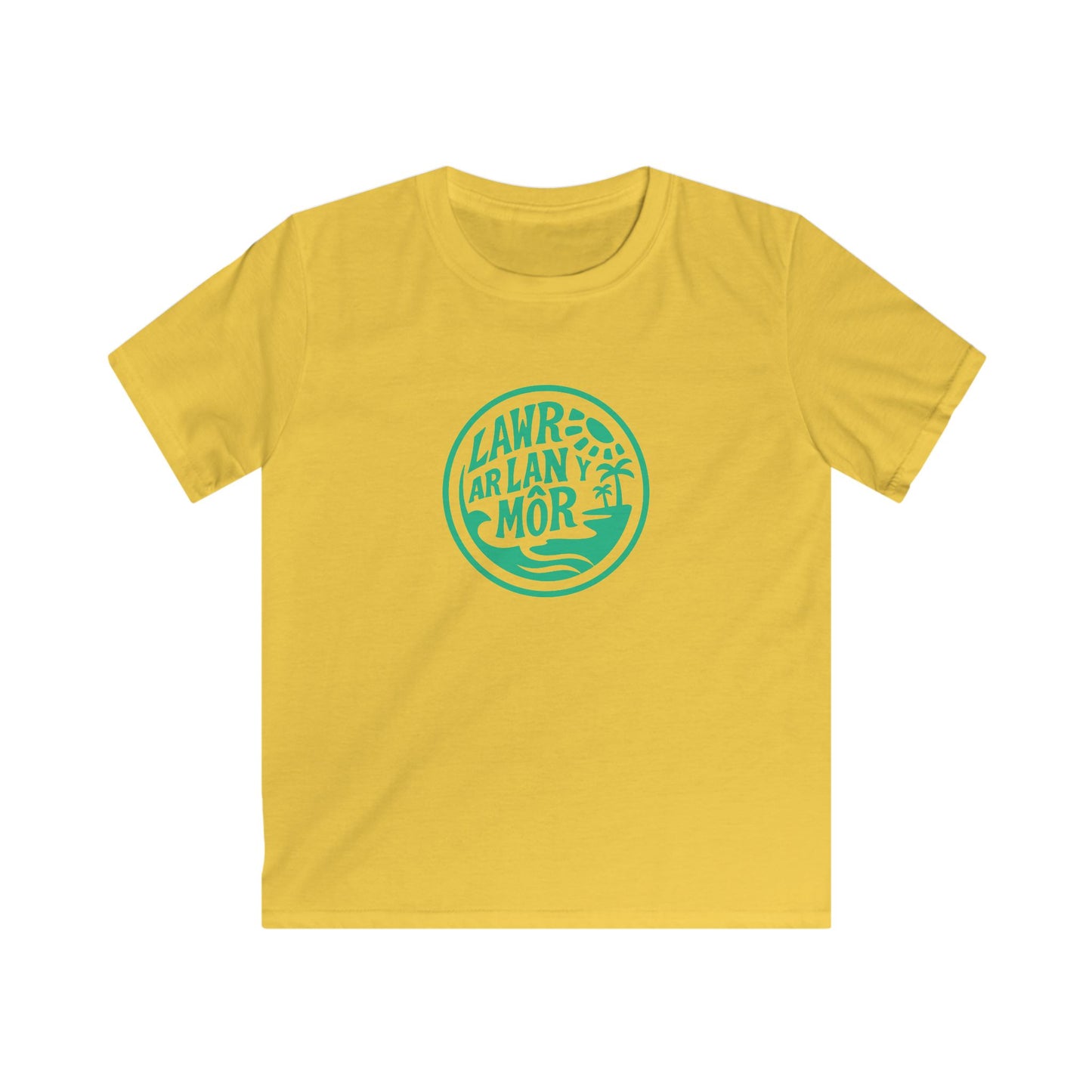 'Lawr Ar Lan y Môr' Kids T-Shirt - Coastal Palm Graphic Tee