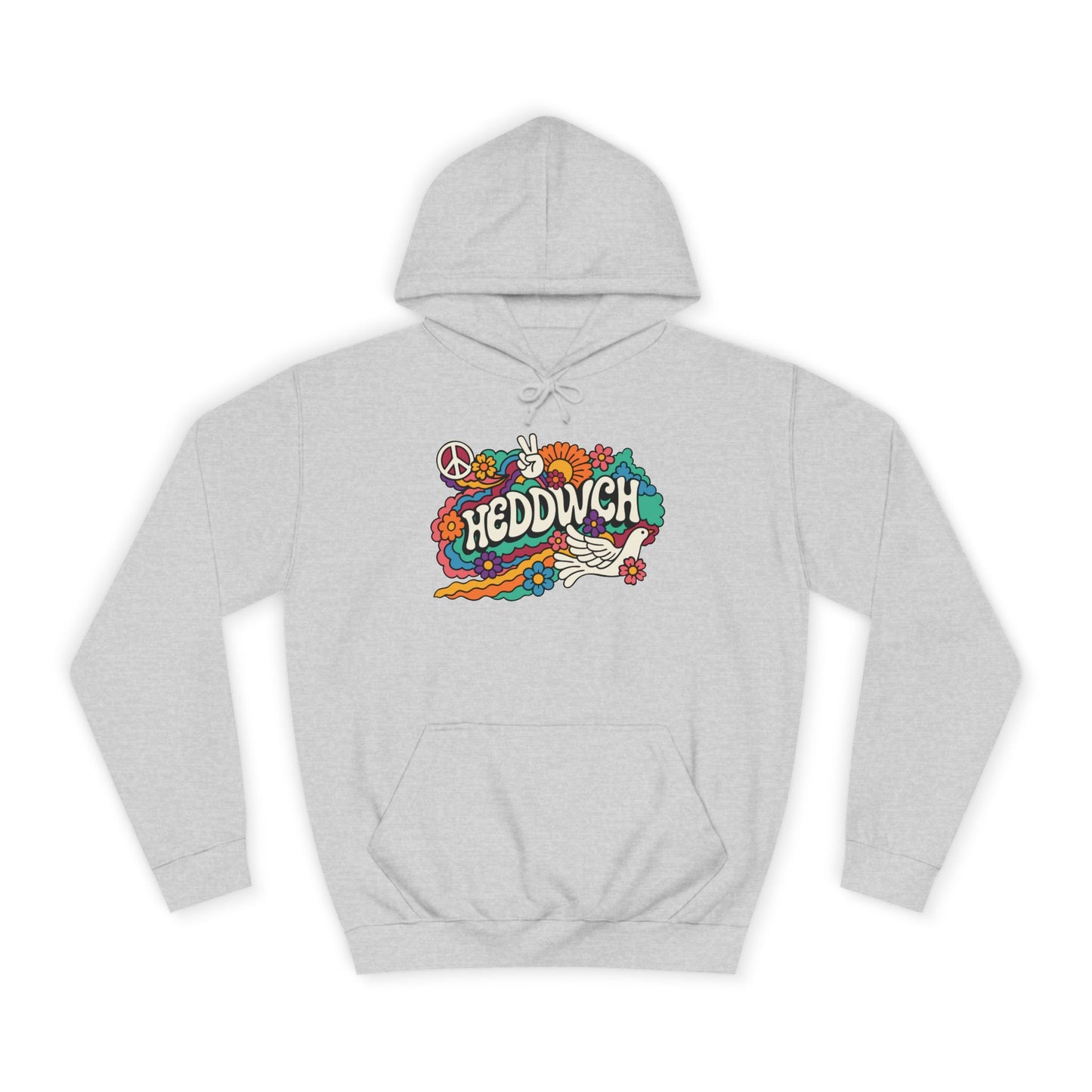 'Heddwch' Retro Unisex Hoodie - Peace Hooded Top