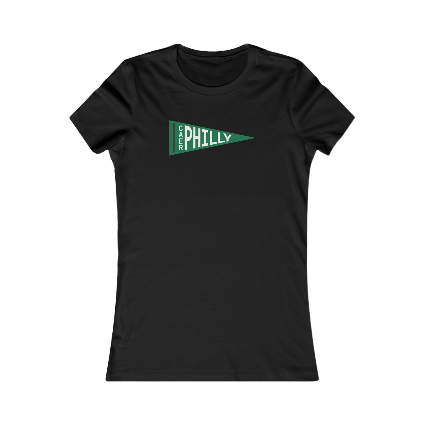 Women's Caerphilly Pennant Tee - Retro Green 'Philly' Graphic