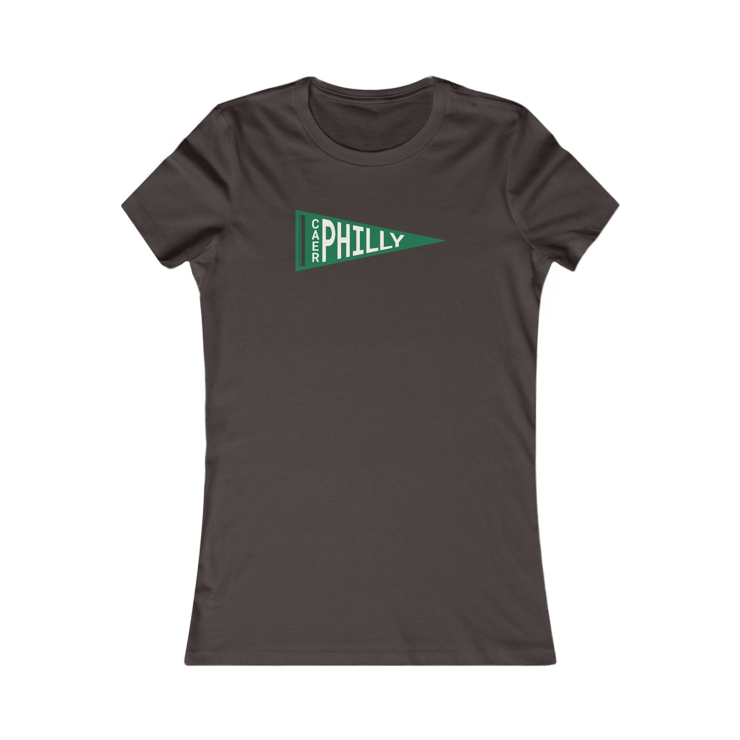 Women's Caerphilly Pennant Tee - Retro Green 'Philly' Graphic