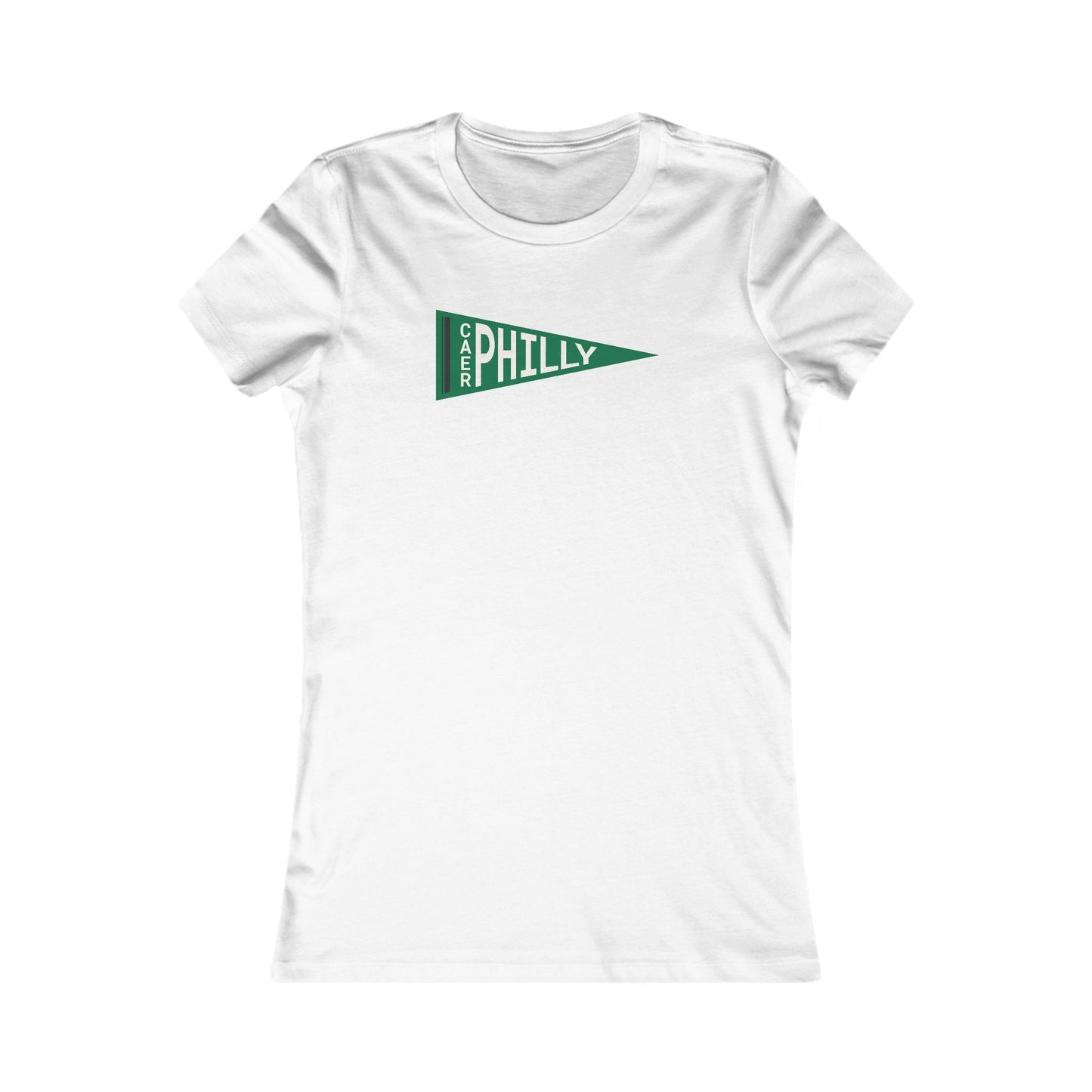 Women's Caerphilly Pennant Tee - Retro Green 'Philly' Graphic