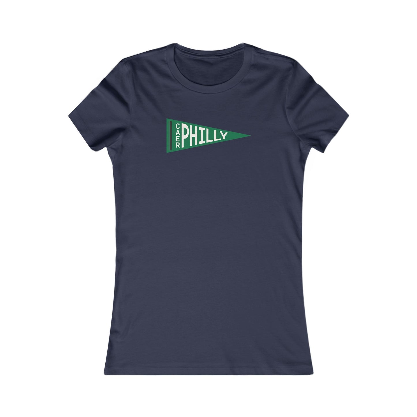 Women's Caerphilly Pennant Tee - Retro Green 'Philly' Graphic