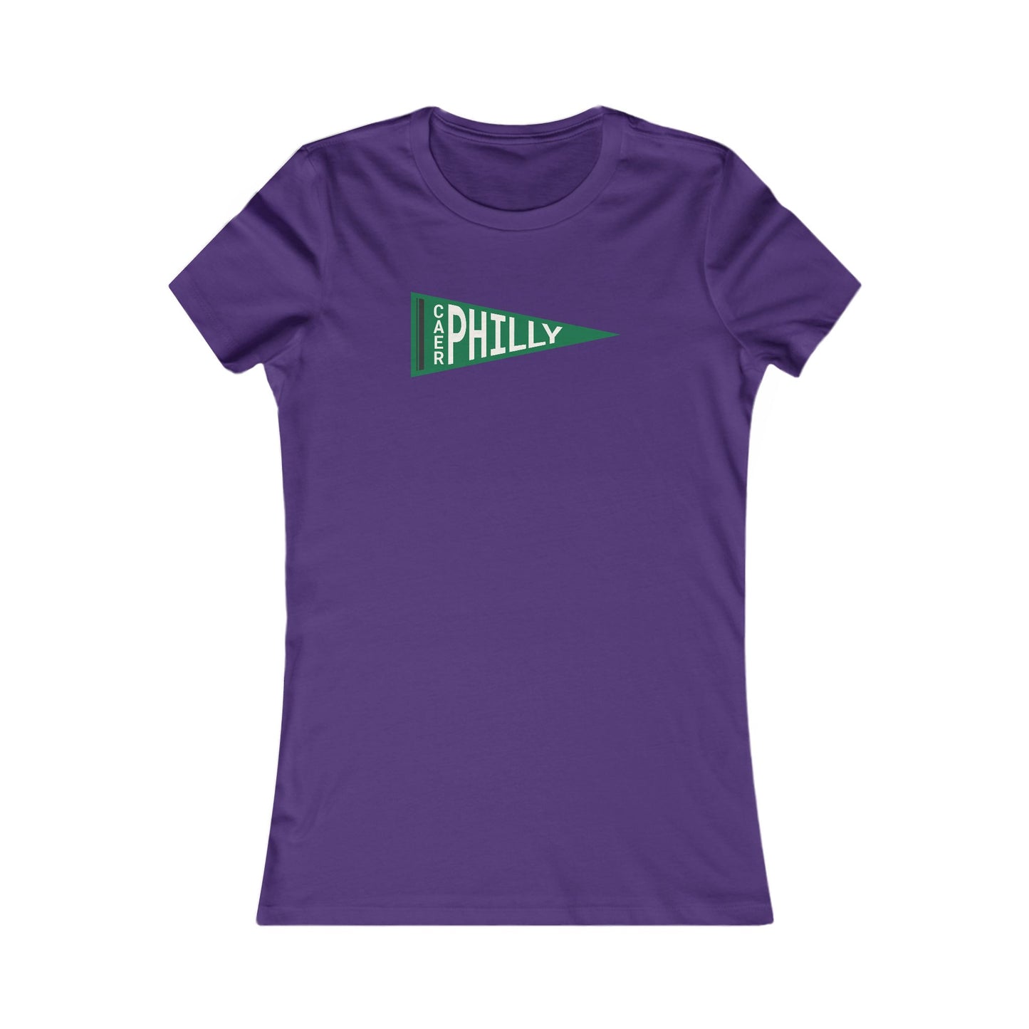 Women's Caerphilly Pennant Tee - Retro Green 'Philly' Graphic