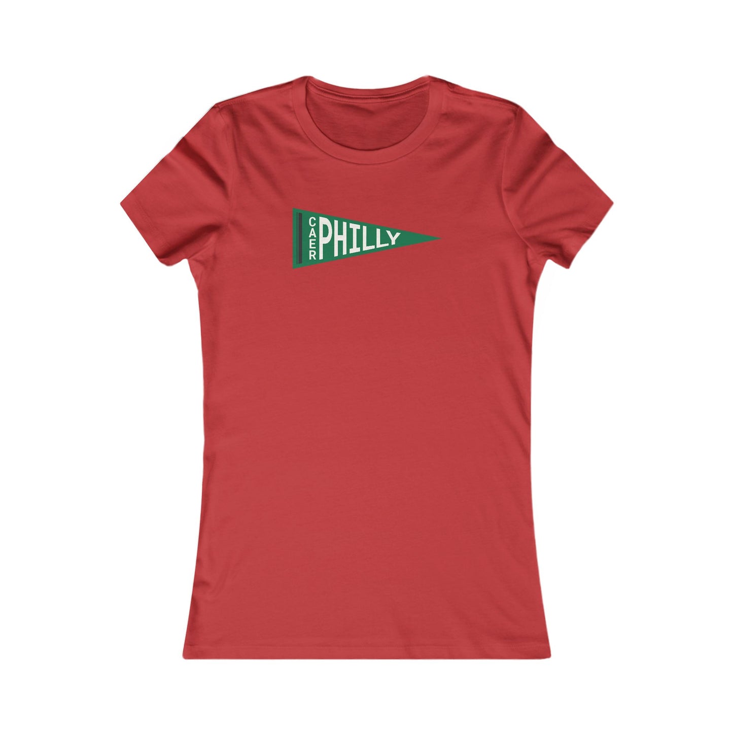 Women's Caerphilly Pennant Tee - Retro Green 'Philly' Graphic