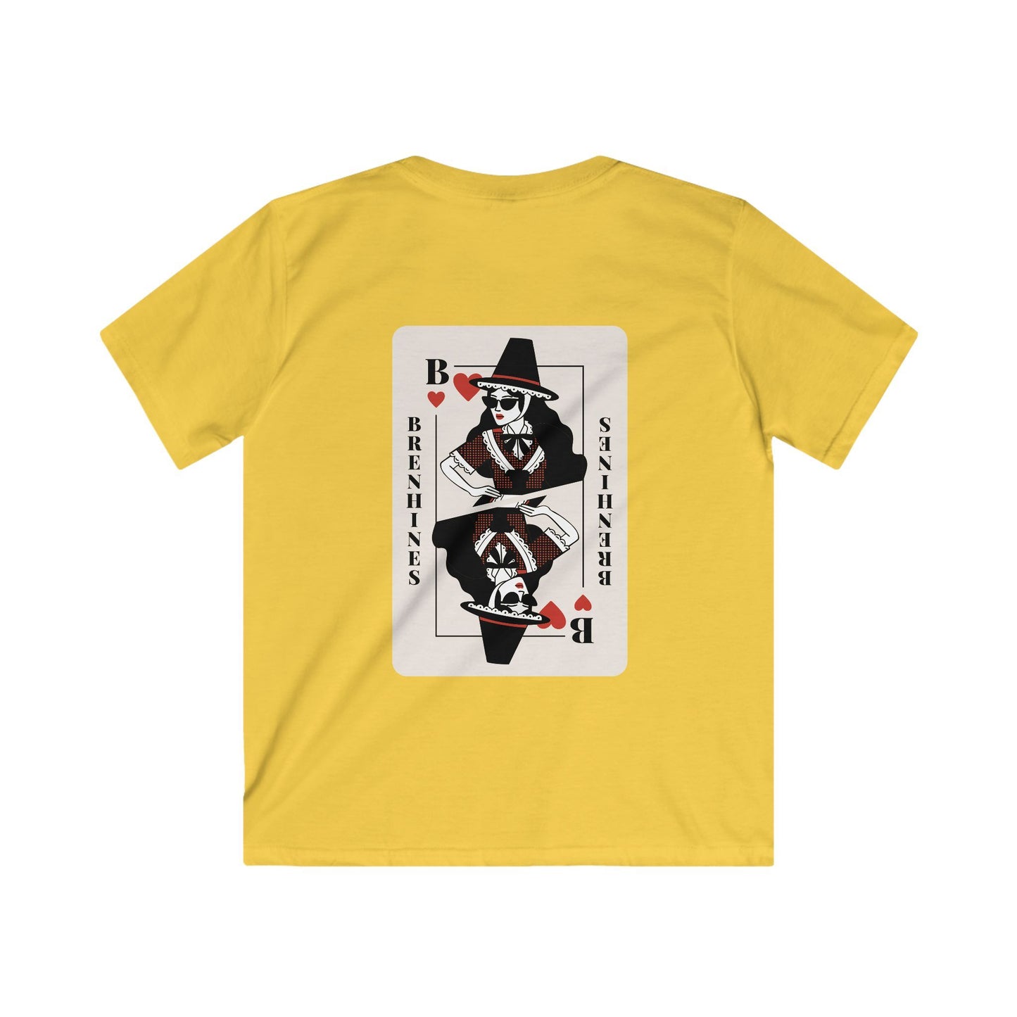 Kids 'Brenhines' T-Shirt - Welsh Queen of Hearts Playing Card Graphic Tee (Double Sided)
