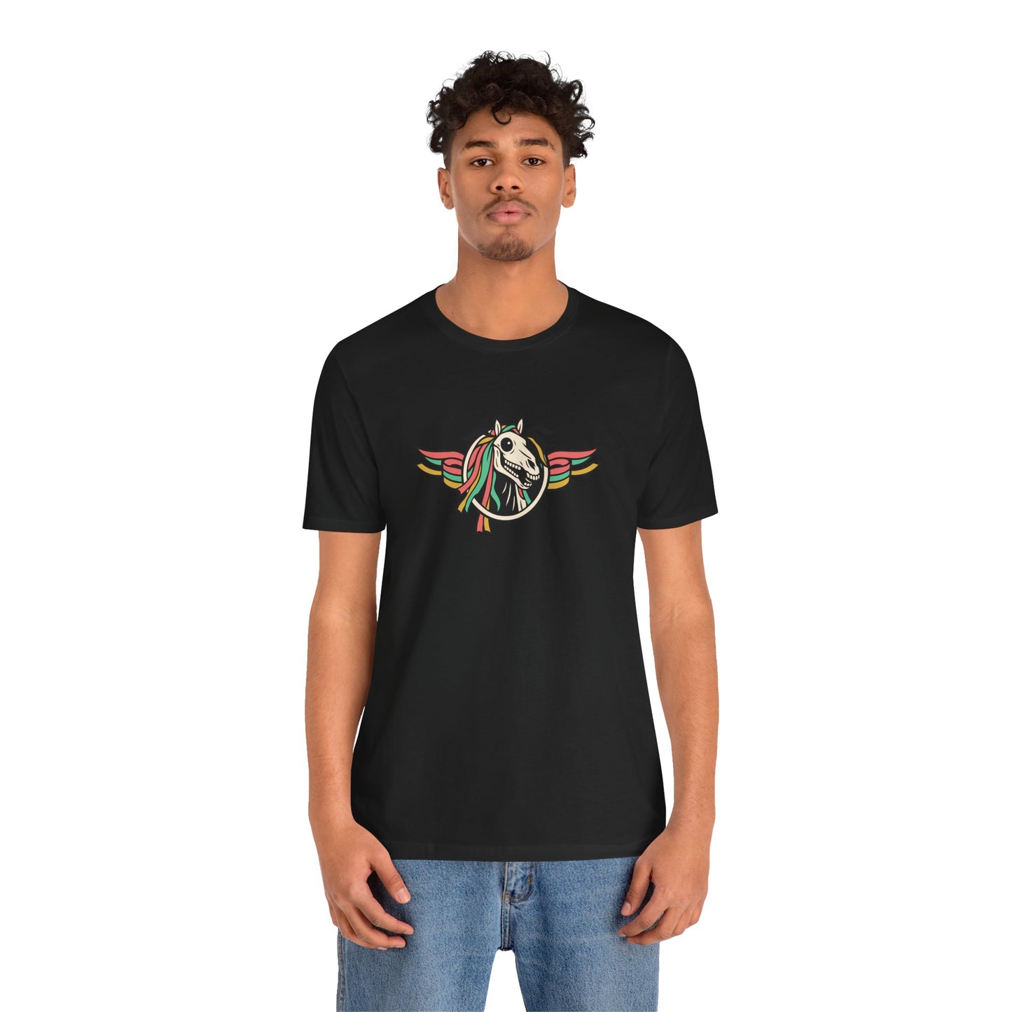 Mari Lwyd Unisex T-Shirt - Winged Horse Skull Graphic Tee